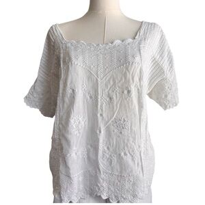 Twenty8Twelve White Boxy Embroidered Blouse Sz 8